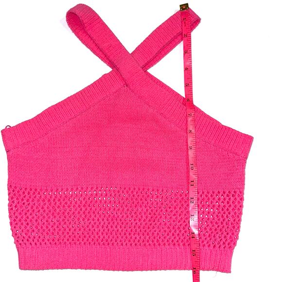 Zara Pink Knit Halter Crop Top Size Small - Picture 11 of 11